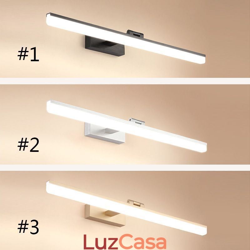 Luminária de parede moderna com espelho e luz frontal para banheiro