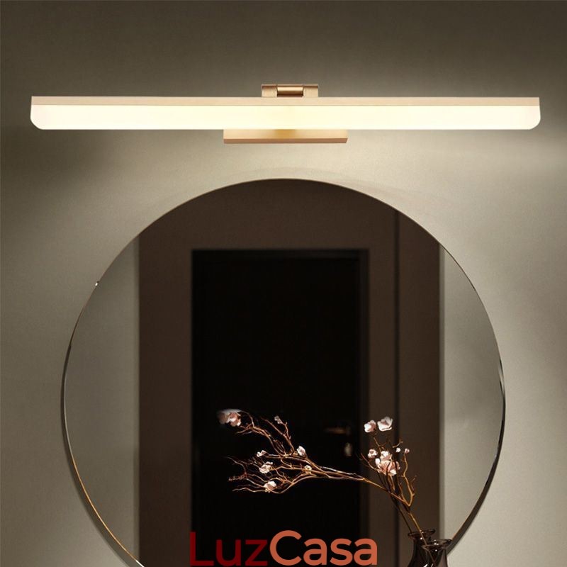Luminária de parede moderna com espelho e luz frontal para banheiro