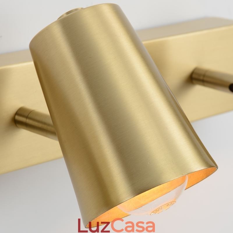 Luminária de parede com foco de luz frontal de espelho de latão nórdico