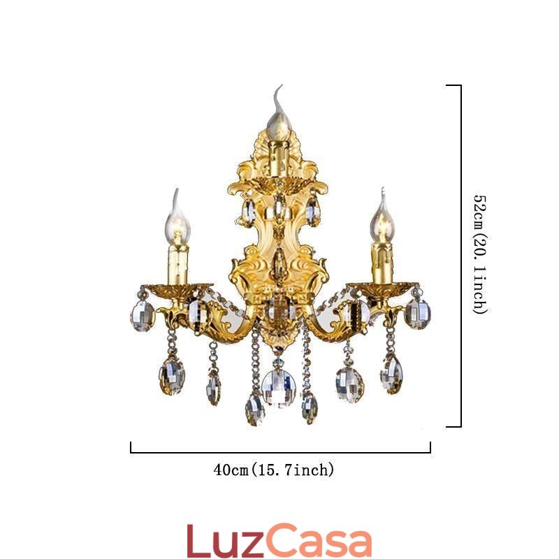 Luminária de parede de moda europeia Luminária de parede de cristal luxuosa Iluminação de arandela