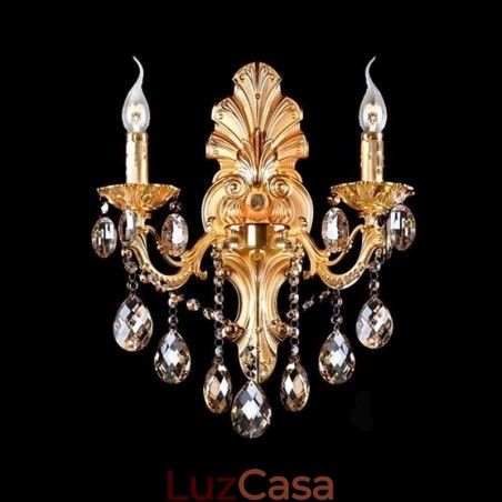 Luminária de parede europeia Golden Petal Wall Sconce Exquisite Crystal Drops Light Iluminação de cabeceira Luminária de parede europeia Golden Petal Wall Sconce Exquisite Crystal Drops Light Iluminação de cabeceira