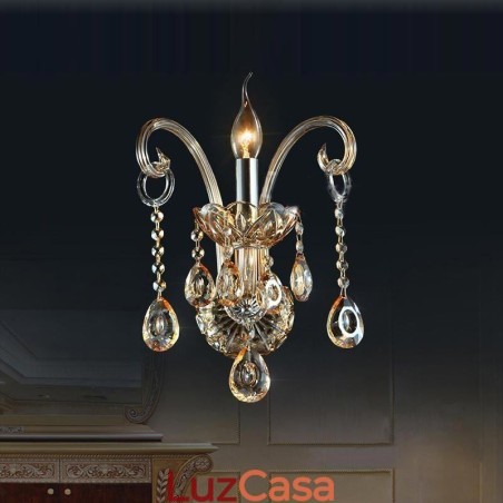 Luminária de parede europeia Amber Cognac Crystal Wall Sconce Lâmpada simples Iluminação Luminária de parede europeia Amber Cognac Crystal Wall Sconce Lâmpada simples Iluminação