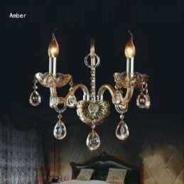 Luminária de parede europeia Amber Cognac Crystal Wall Sconce Lâmpada simples Iluminação