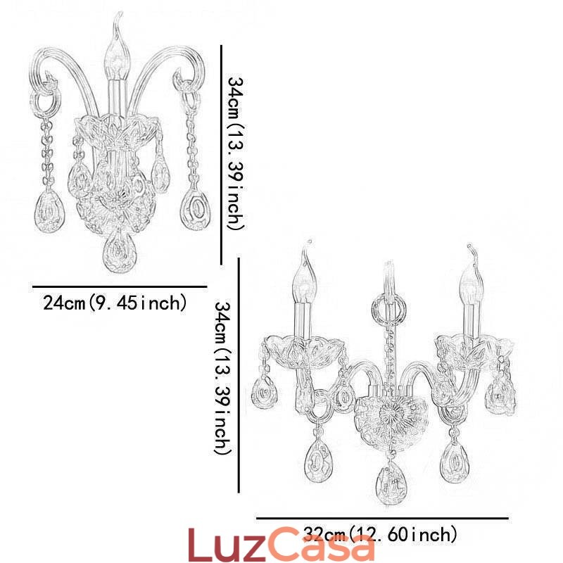 Luminária de parede europeia Amber Cognac Crystal Wall Sconce Lâmpada simples Iluminação