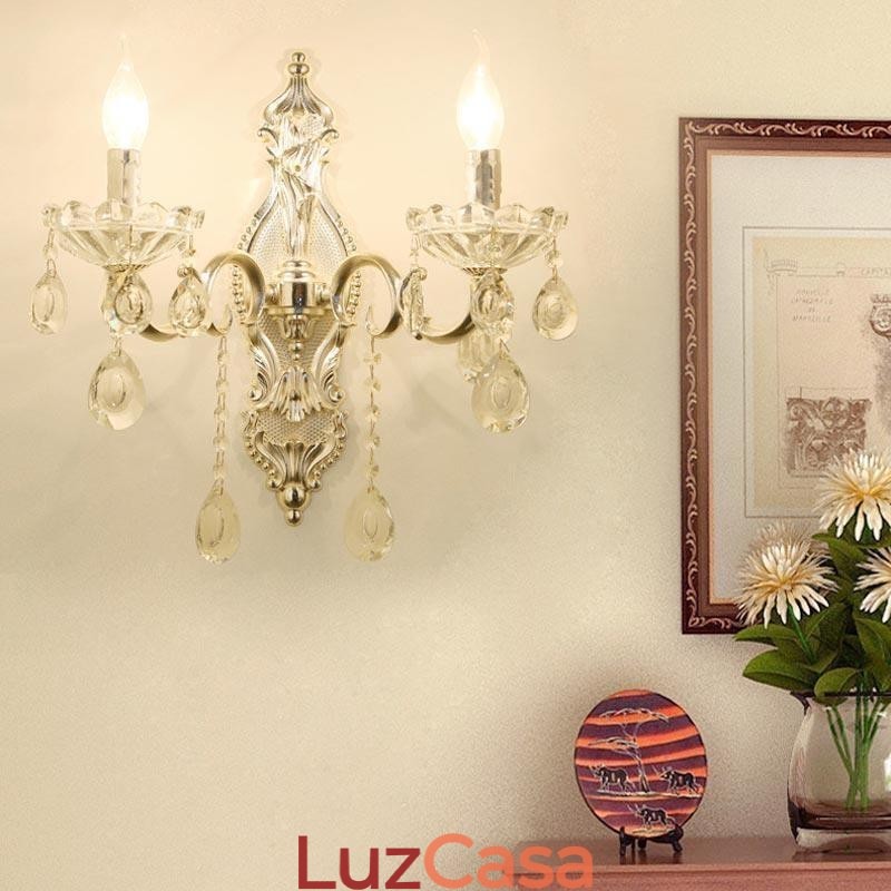 Luminária de parede europeia Luminária de parede de cristal Decoração de luz Luminária de parede