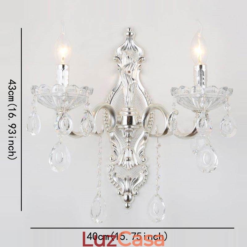 Luminária de parede europeia Luminária de parede de cristal Decoração de luz Luminária de parede
