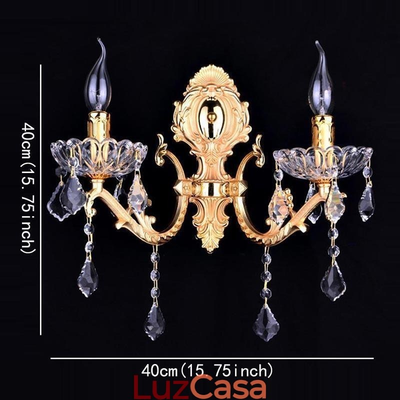 Luminária de parede europeia Luminária de parede de cristal Decoração de luz Luminária de parede