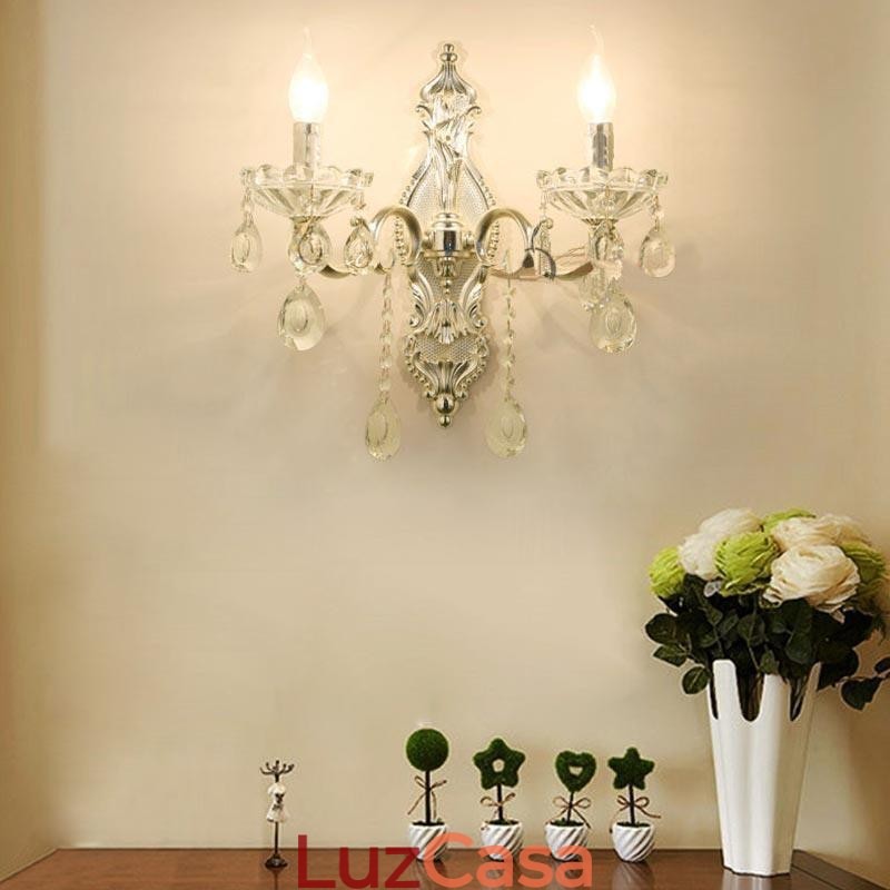 Luminária de parede europeia Luminária de parede de cristal Decoração de luz Luminária de parede