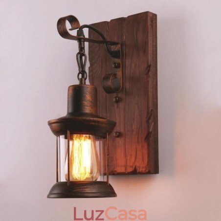 Luminária de parede vintage americana industrial LOFT, luminária de parede em madeira maciça e vidro Luminária de parede vintage americana industrial LOFT, luminária de parede em madeira maciça e vidro