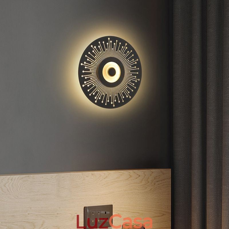 Arandela Nordic Full Copper Hollow Round Wall Light