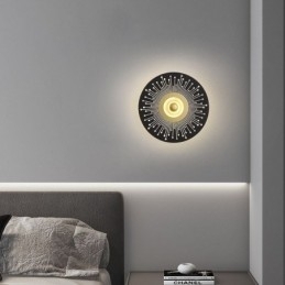 Arandela Nordic Full Copper Hollow Round Wall Light