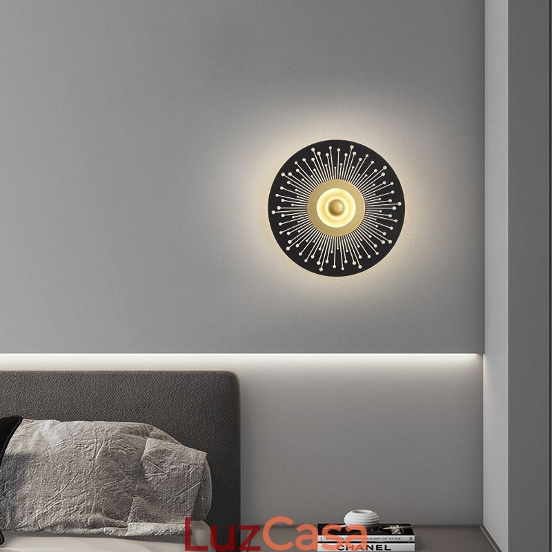 Arandela Nordic Full Copper Hollow Round Wall Light