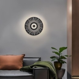 Arandela Nordic Full Copper Hollow Round Wall Light