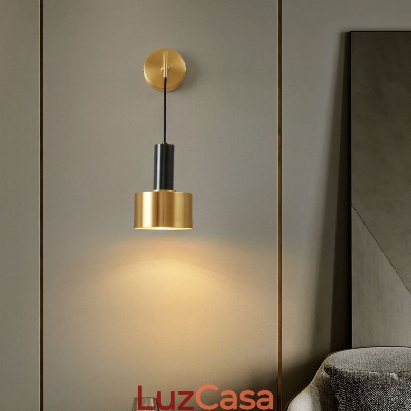 Luminária de parede moderna, arandela com contraste de cor preta e dourada