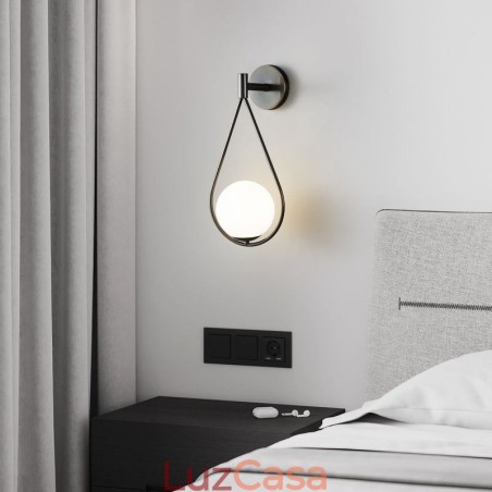 Luminária de parede moderna globo de vidro, luminária de parede preta com gota d'água