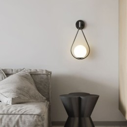 Luminária de parede moderna globo de vidro, luminária de parede preta com gota d'água
