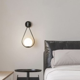 Luminária de parede moderna globo de vidro, luminária de parede preta com gota d'água