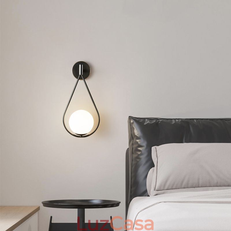 Luminária de parede moderna globo de vidro, luminária de parede preta com gota d'água