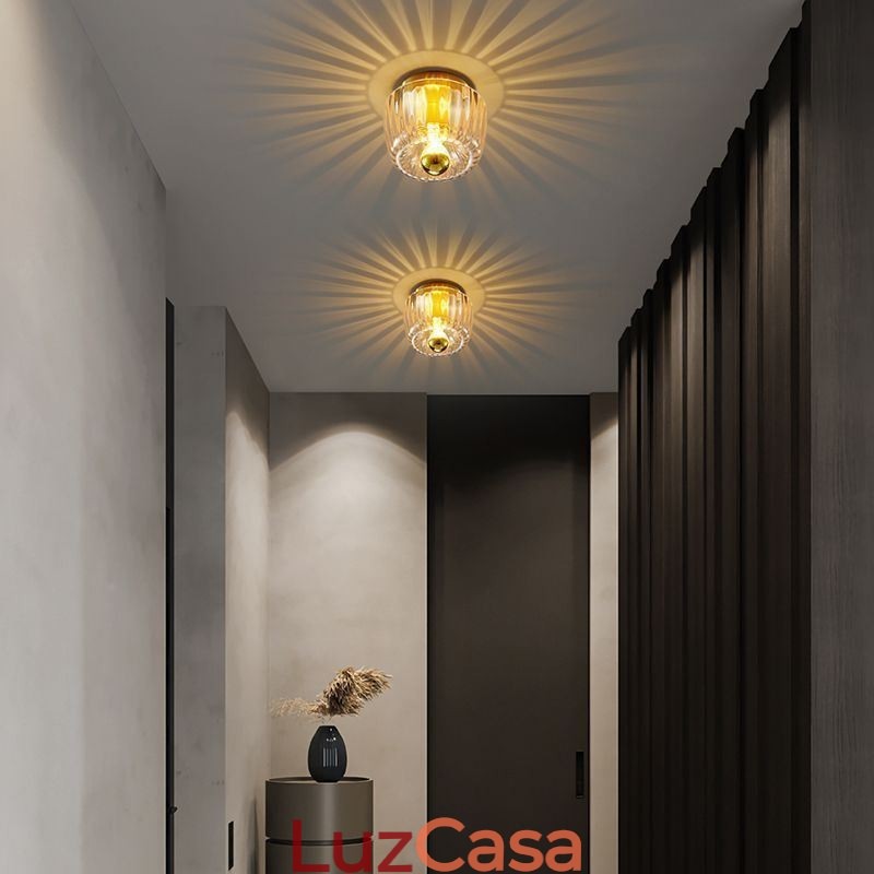 Iluminação de parede moderna com abajur de vidro transparente, arandela de parede escovada