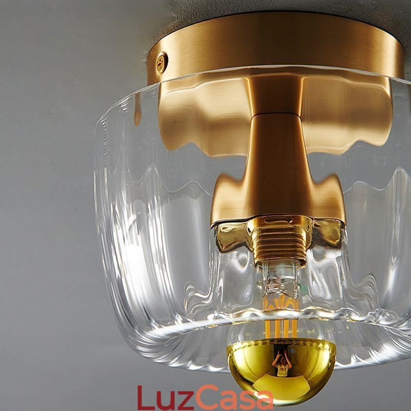 Iluminação de parede moderna com abajur de vidro transparente, arandela de parede escovada