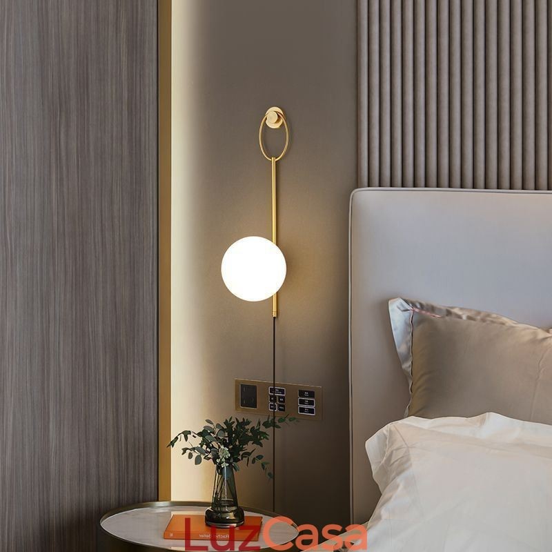 Luminária de parede moderna Globe Wall Sconce de vidro dourado escovado