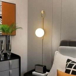 Luminária de parede moderna Globe Wall Sconce de vidro dourado escovado