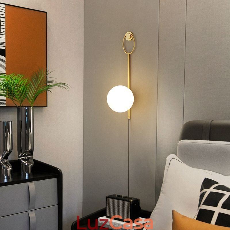 Luminária de parede moderna Globe Wall Sconce de vidro dourado escovado