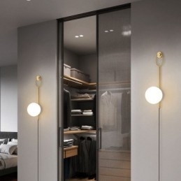 Luminária de parede moderna Globe Wall Sconce de vidro dourado escovado