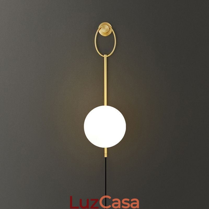 Luminária de parede moderna Globe Wall Sconce de vidro dourado escovado