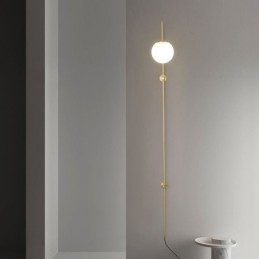 Luminária de parede moderna Globe Wall Sconce de vidro dourado escovado