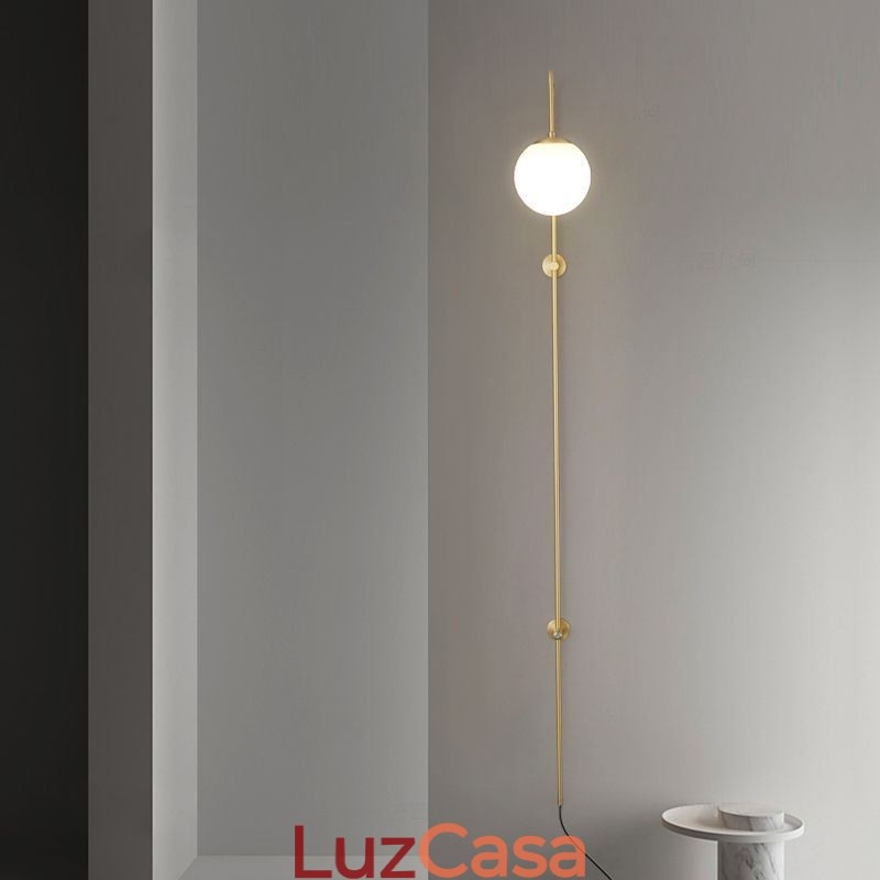 Luminária de parede moderna Globe Wall Sconce de vidro dourado escovado