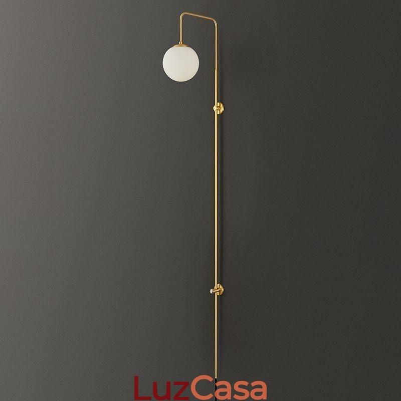 Luminária de parede moderna Globe Wall Sconce de vidro dourado escovado