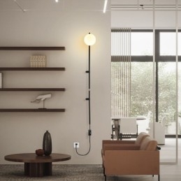 Luminária de parede Globe Wall Sconce Lighting Mid Century Magic Bean com plugue