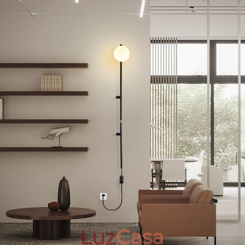 Luminária de parede Globe Wall Sconce Lighting Mid Century Magic Bean com plugue