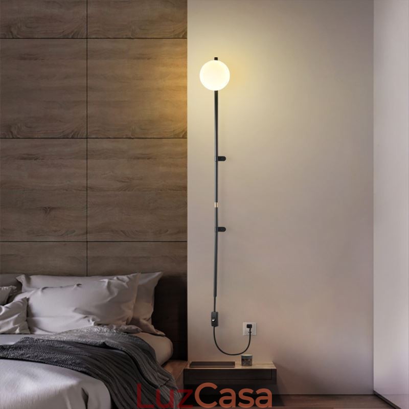 Luminária de parede Globe Wall Sconce Lighting Mid Century Magic Bean com plugue