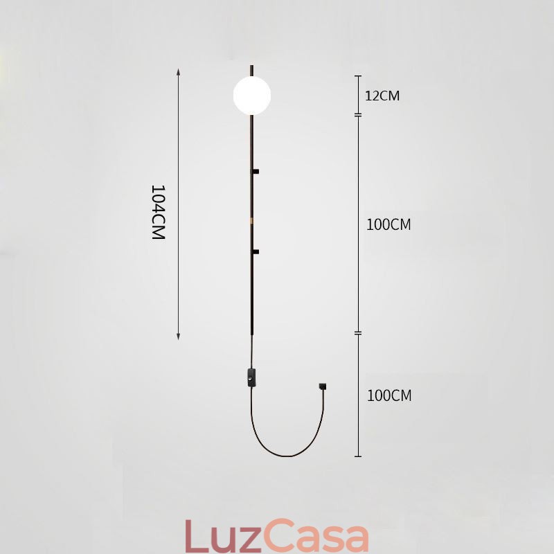 Luminária de parede Globe Wall Sconce Lighting Mid Century Magic Bean com plugue