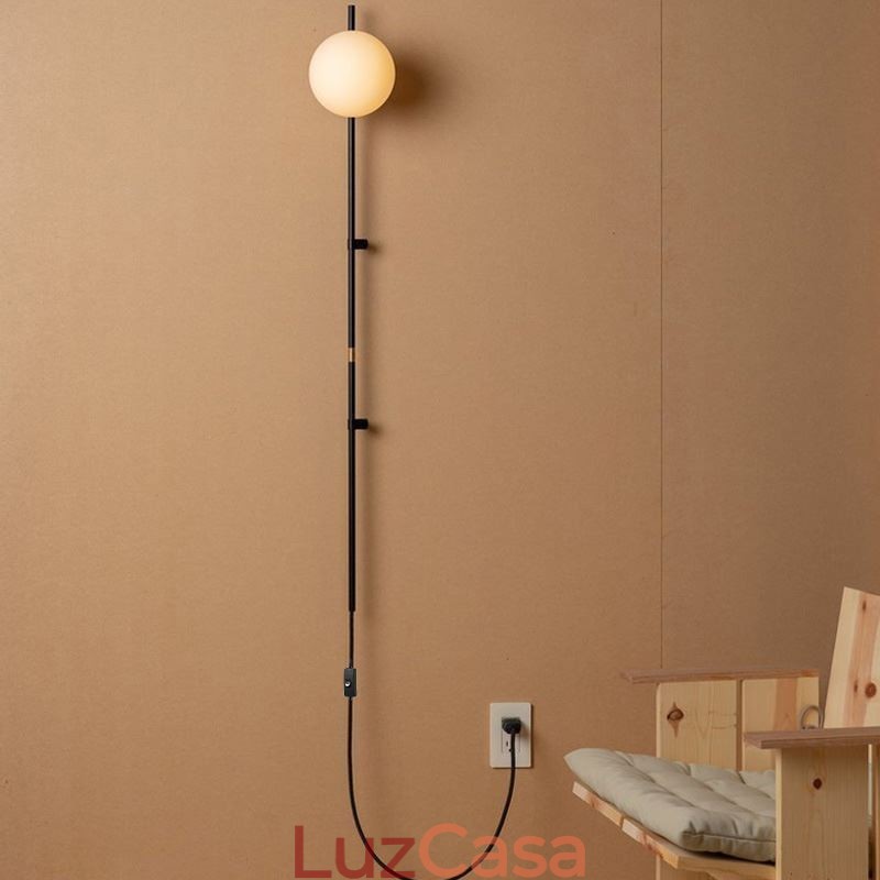 Luminária de parede Globe Wall Sconce Lighting Mid Century Magic Bean com plugue