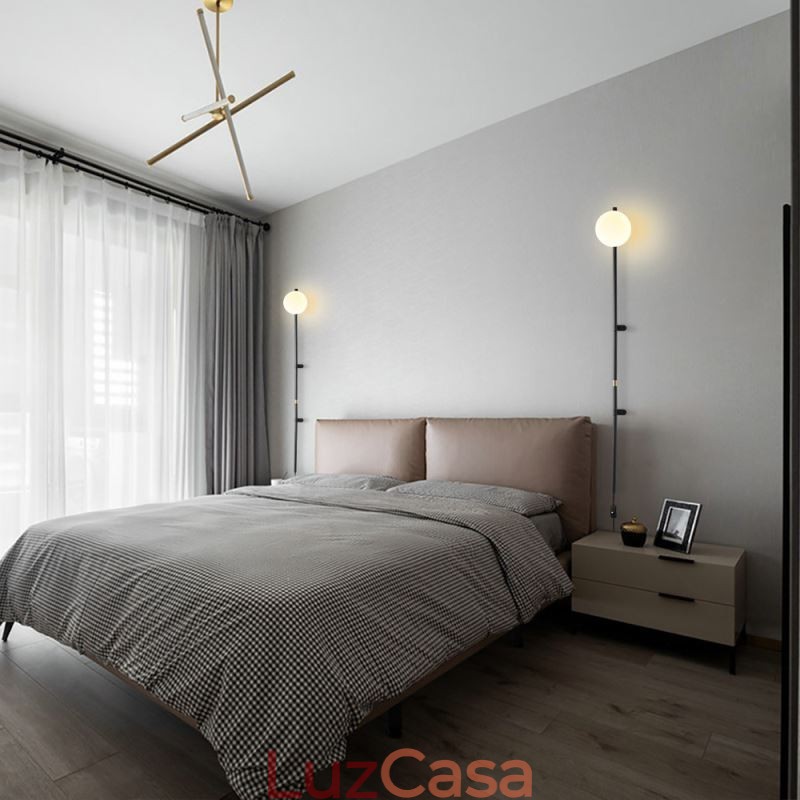 Luminária de parede Globe Wall Sconce Lighting Mid Century Magic Bean com plugue