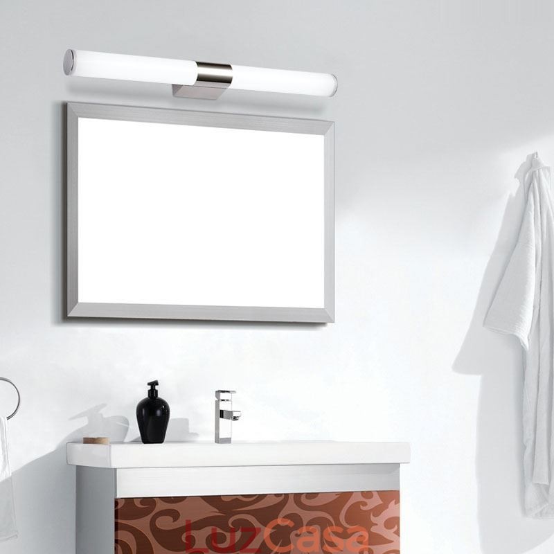 Espelho de luz de aço inoxidável moderno lâmpada de parede luzes de banheiro arandela