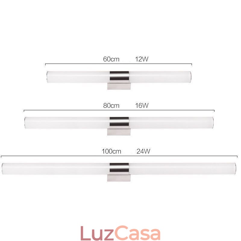Espelho de luz de aço inoxidável moderno lâmpada de parede luzes de banheiro arandela