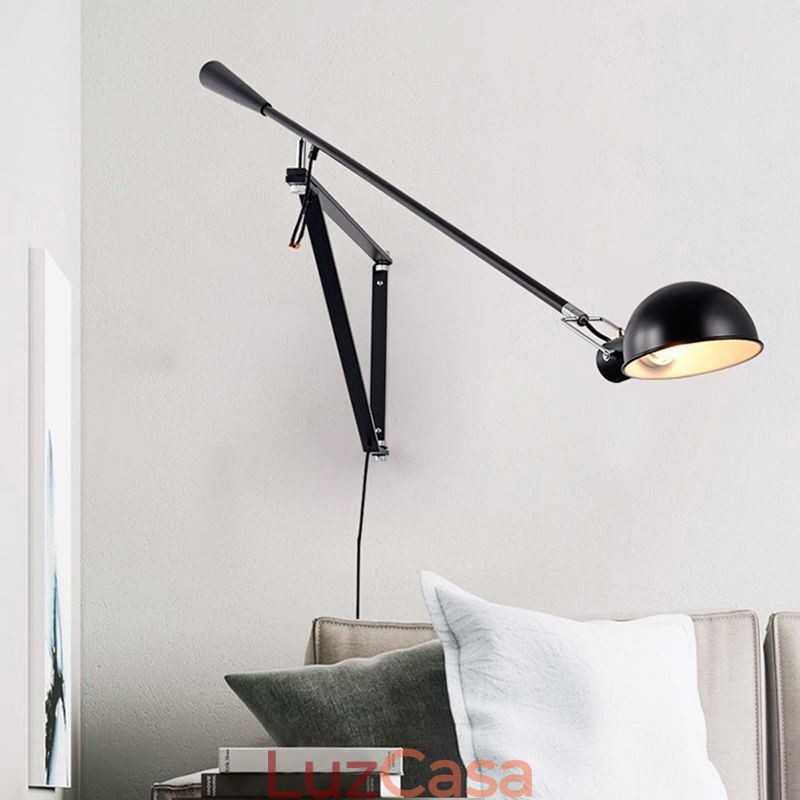 Luminária de parede com braço de balanço simples, luminária de cabeceira para leitura