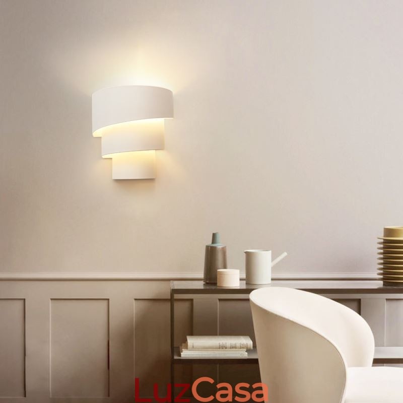 Luminária de parede moderna minimalista em espiral para bolo, luminária de cabeceira