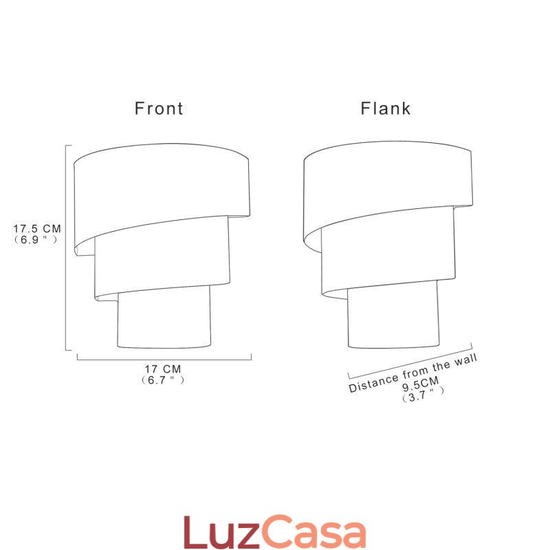 Luminária de parede moderna minimalista em espiral para bolo, luminária de cabeceira