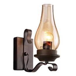 Luminária de parede vintage de ferro forjado com iluminação de arandela de luz única