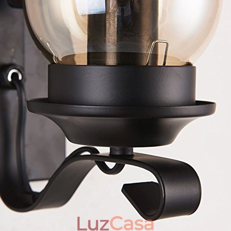 Luminária de parede vintage de ferro forjado com iluminação de arandela de luz única