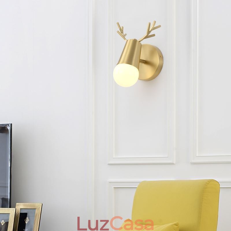 Luminária de parede de latão nórdico com espelho e luz frontal