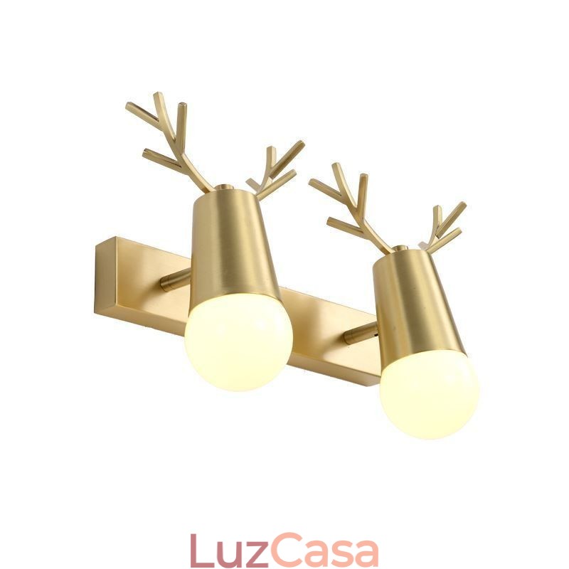 Luminária de parede de latão nórdico com espelho e luz frontal
