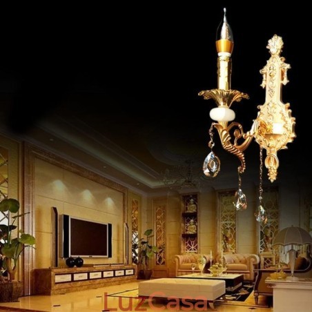 Luminária de parede europeia Luminária de parede luxuosa Luminária pendente de cristal Iluminação de cabeceira Luminária de parede europeia Luminária de parede luxuosa Luminária pendente de cristal Iluminação de cabeceira