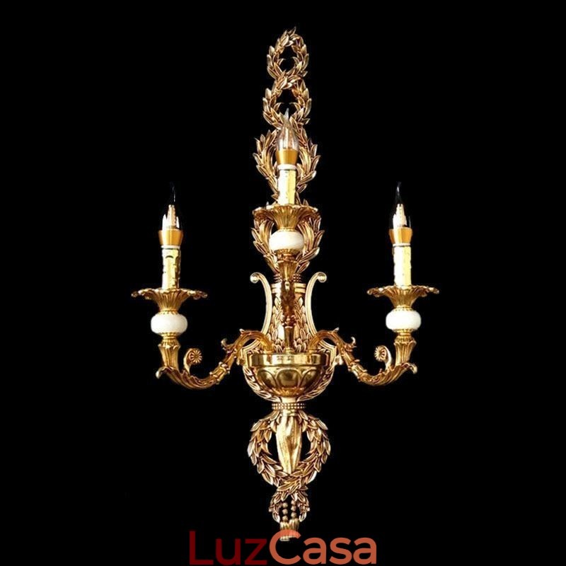 Luminária de parede europeia Luxuosa luminária de parede de pétala Jade Decoração Lâmpada Iluminação de cabeceira