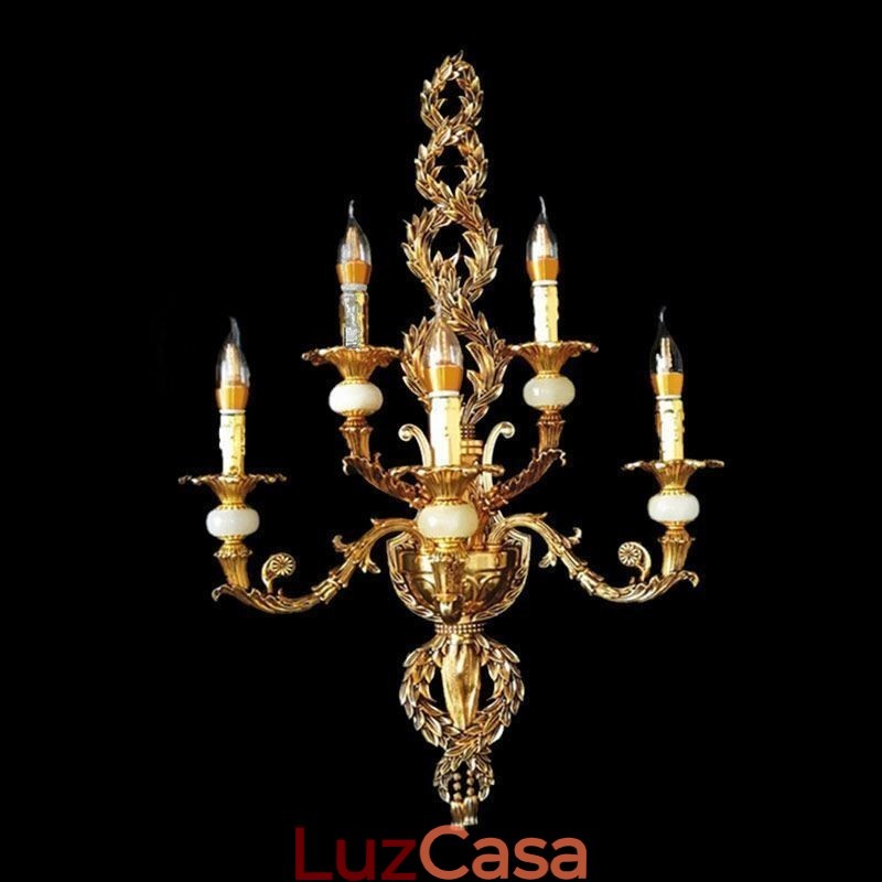 Luminária de parede europeia Luxuosa luminária de parede de pétala Jade Decoração Lâmpada Iluminação de cabeceira